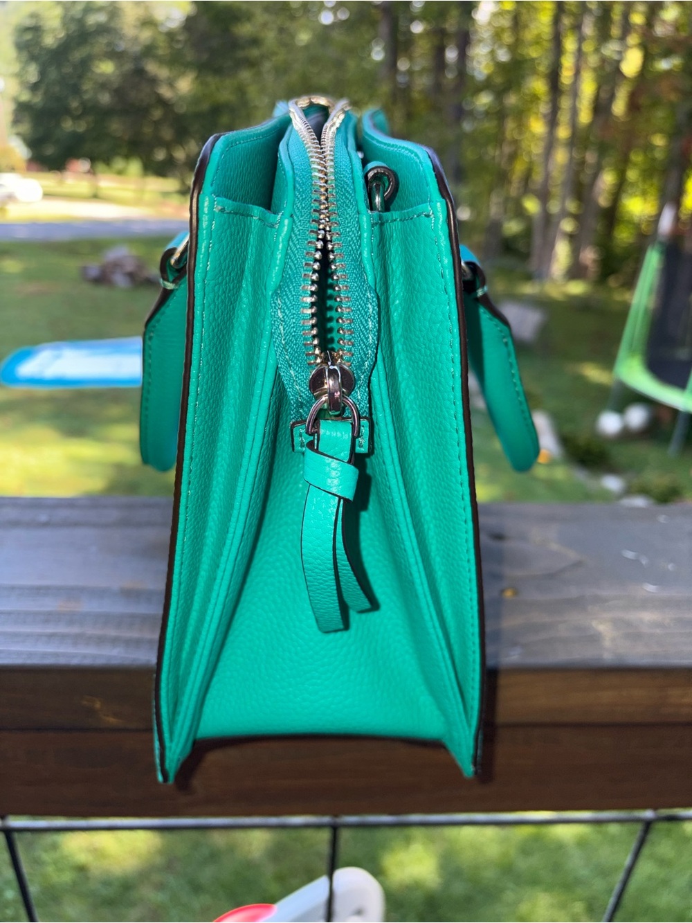 kate spade Turquoise pebbled Leather Structured Satchel - Picture 5 of 12